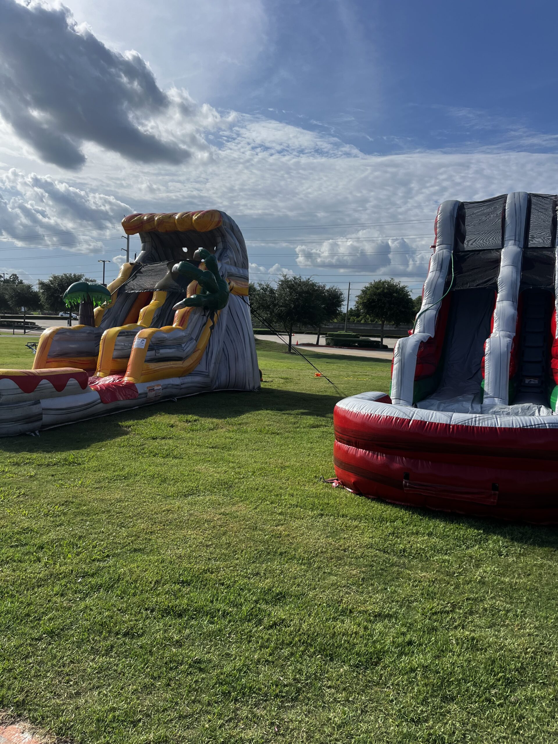 Bounce house or water slide setup for Pearland party